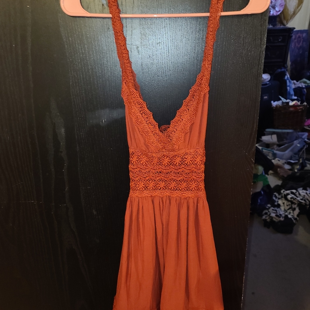 Cute Autumn Lace Mini Dress